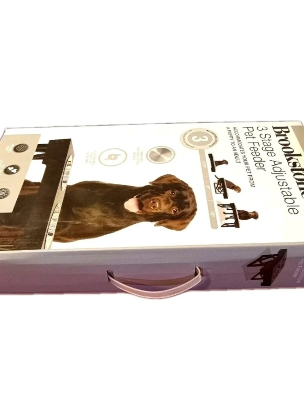 Brookstone 3-Stage Adjustable Pet Feeder - Brown